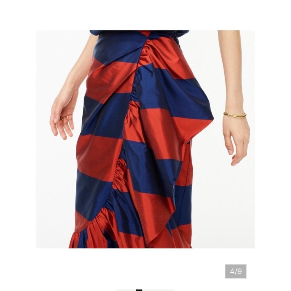 J.Crew Rugby Stripe ruffle faux wrap style skirt 4 - Picture 6 of 14